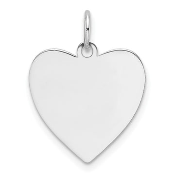 14k White Gold Plain .011 Gauge Engravable Heart 17.16.5mm Disc Charm