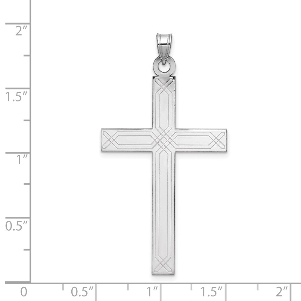 Gold Flat Laser Design Latin Cross Pendant