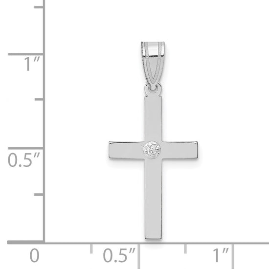 Gold Diamond Accent Flat Latin Cross Pendant
