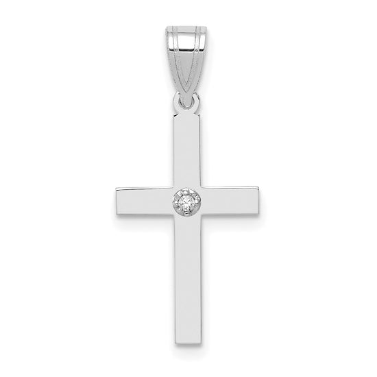 Gold Diamond Accent Flat Latin Cross Pendant