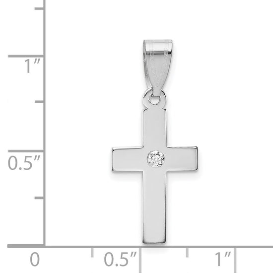 Gold Diamond Accent Flat Latin Cross Pendant