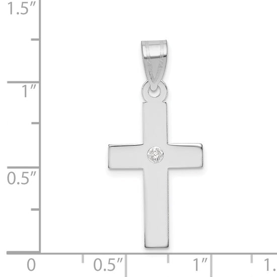 Gold Diamond Accent Flat Latin Cross Pendant