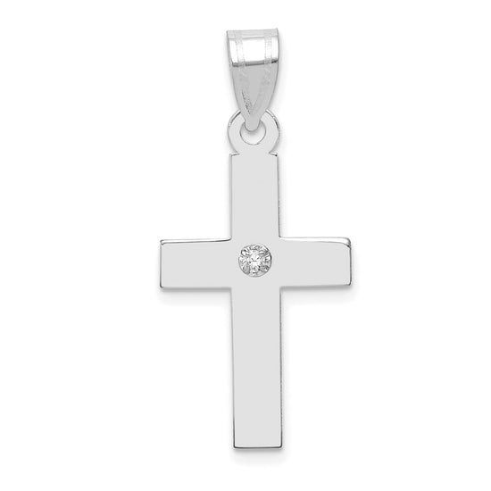 Gold Diamond Accent Flat Latin Cross Pendant