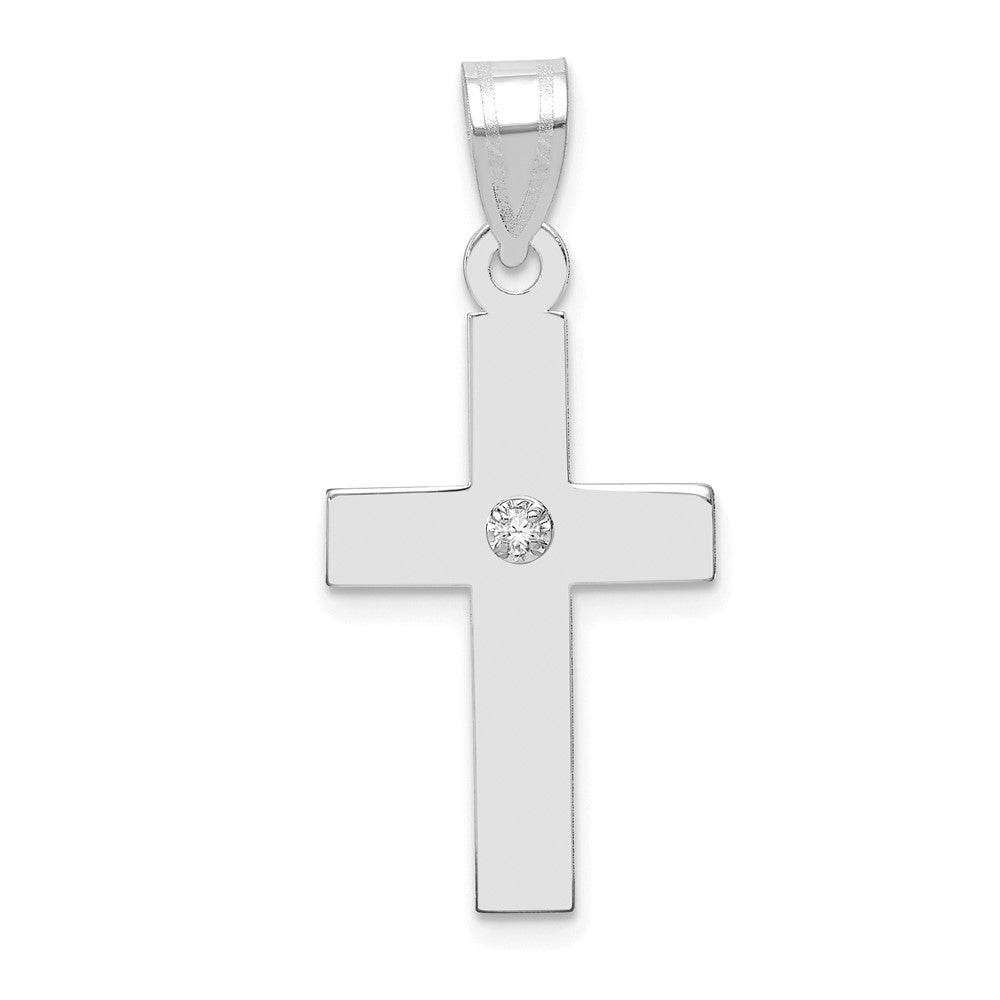 Gold Diamond Accent Flat Latin Cross Pendant