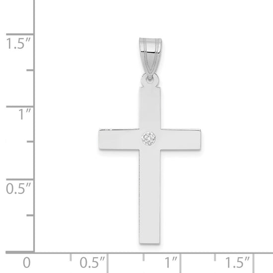 Gold Diamond Accent Flat Latin Cross Pendant