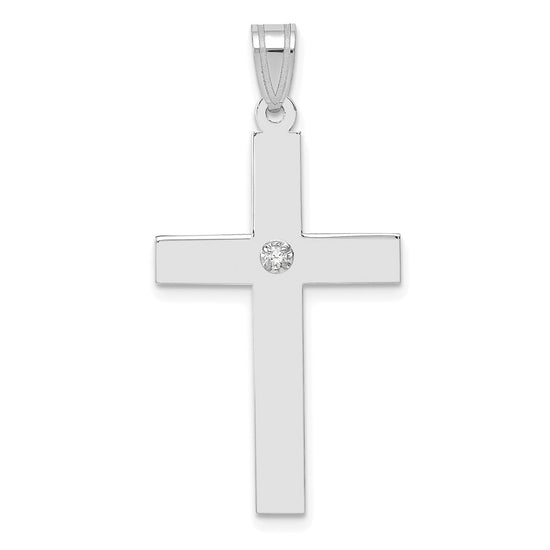Gold Diamond Accent Flat Latin Cross Pendant