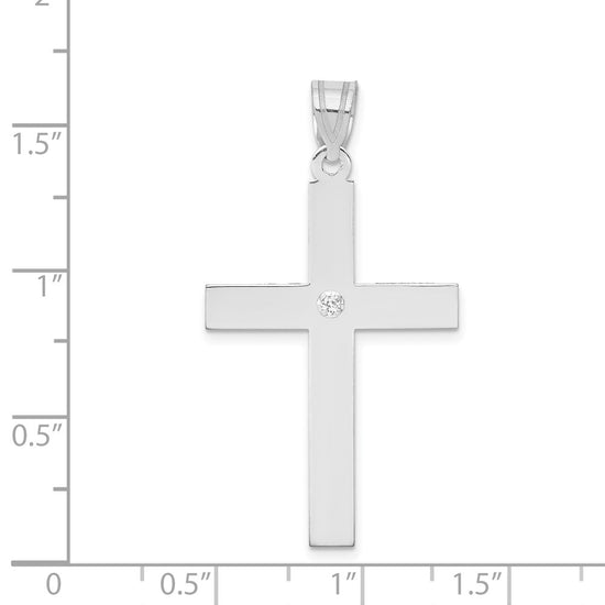 Gold Diamond Accent Flat Latin Cross Pendant