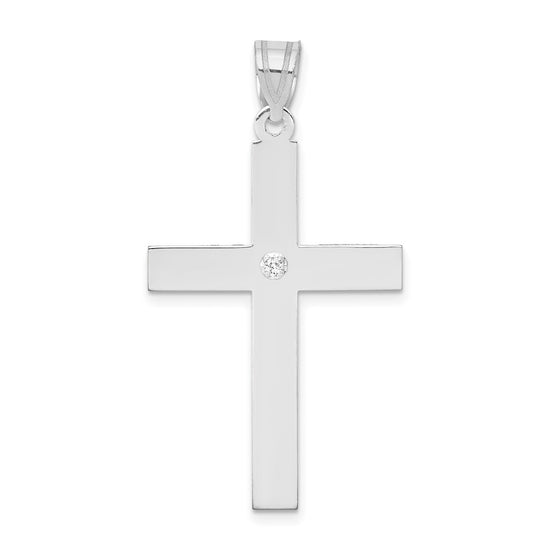 Gold Diamond Accent Flat Latin Cross Pendant