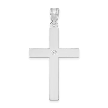 Gold Diamond Accent Flat Latin Cross Pendant