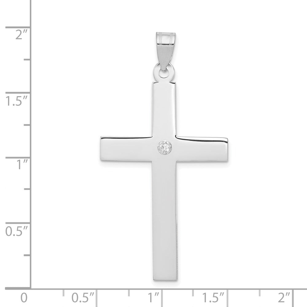 Gold Diamond Accent Flat Latin Cross Pendant