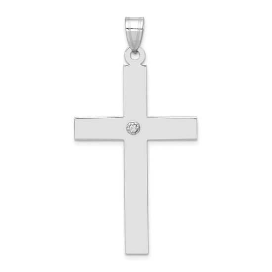 Gold Diamond Accent Flat Latin Cross Pendant