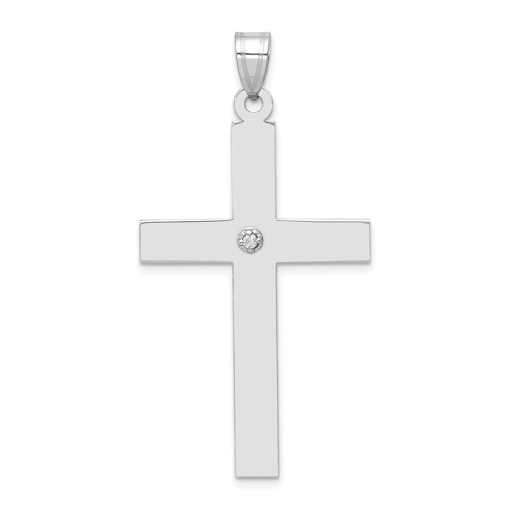 Gold Diamond Accent Flat Latin Cross Pendant