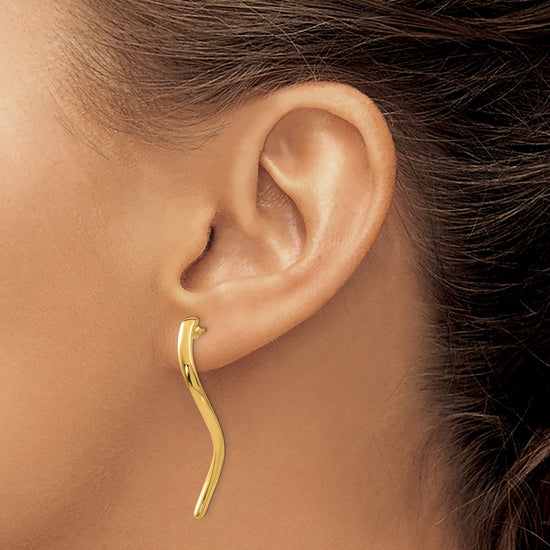 14k Polished Long Curled Post Earrings