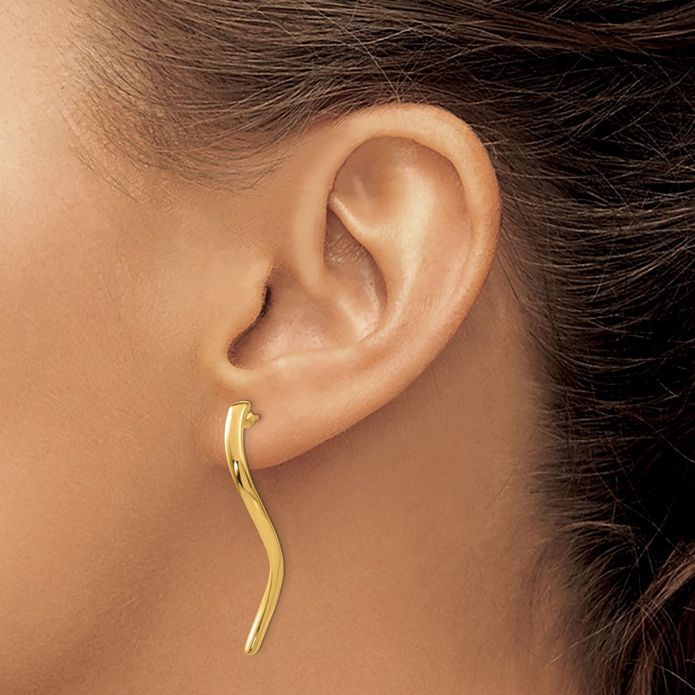 14k Polished Long Curled Post Earrings