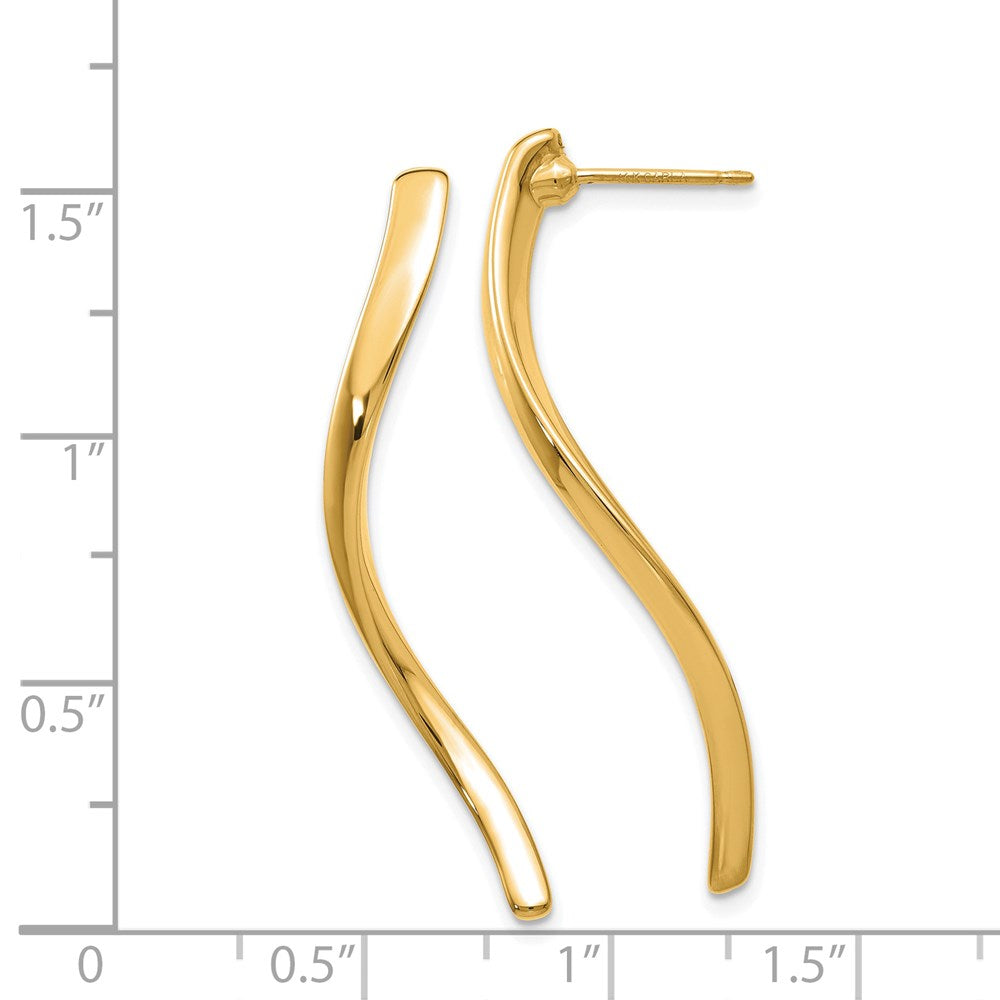 14k Polished Long Curled Post Earrings