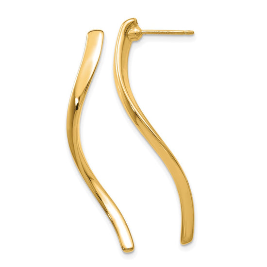 14k Polished Long Curled Post Earrings