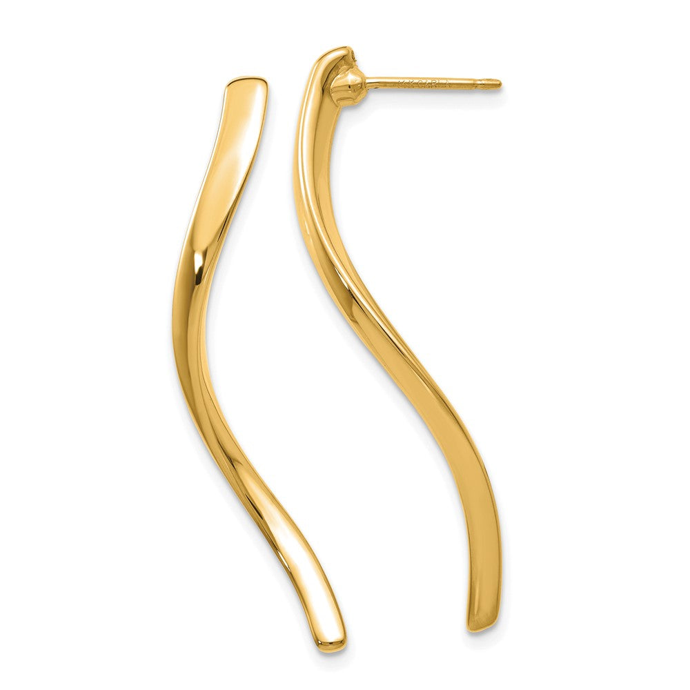 14k Polished Long Curled Post Earrings