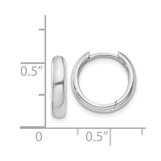 14k White Gold Round Hinged Hoop Earrings