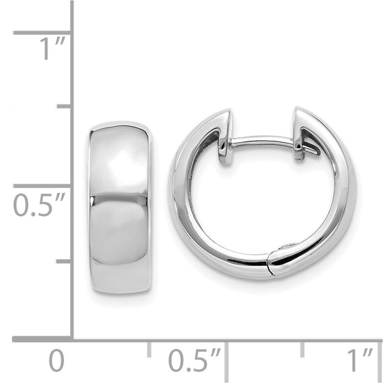 14k White Gold Round Hinged Hoop Earrings