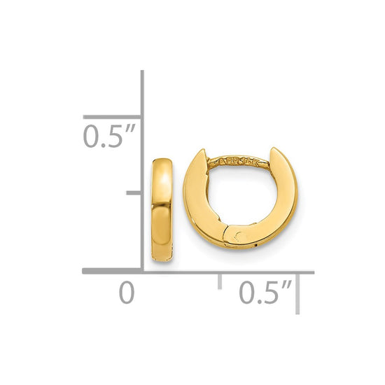 14k Polished Round Hinged Hoop Earrings