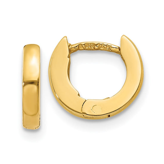 14k Polished Round Hinged Hoop Earrings
