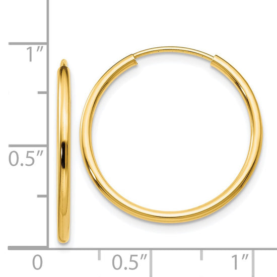 14k 1.5x23mm Polished Round Endless Tube Hoop Earrings