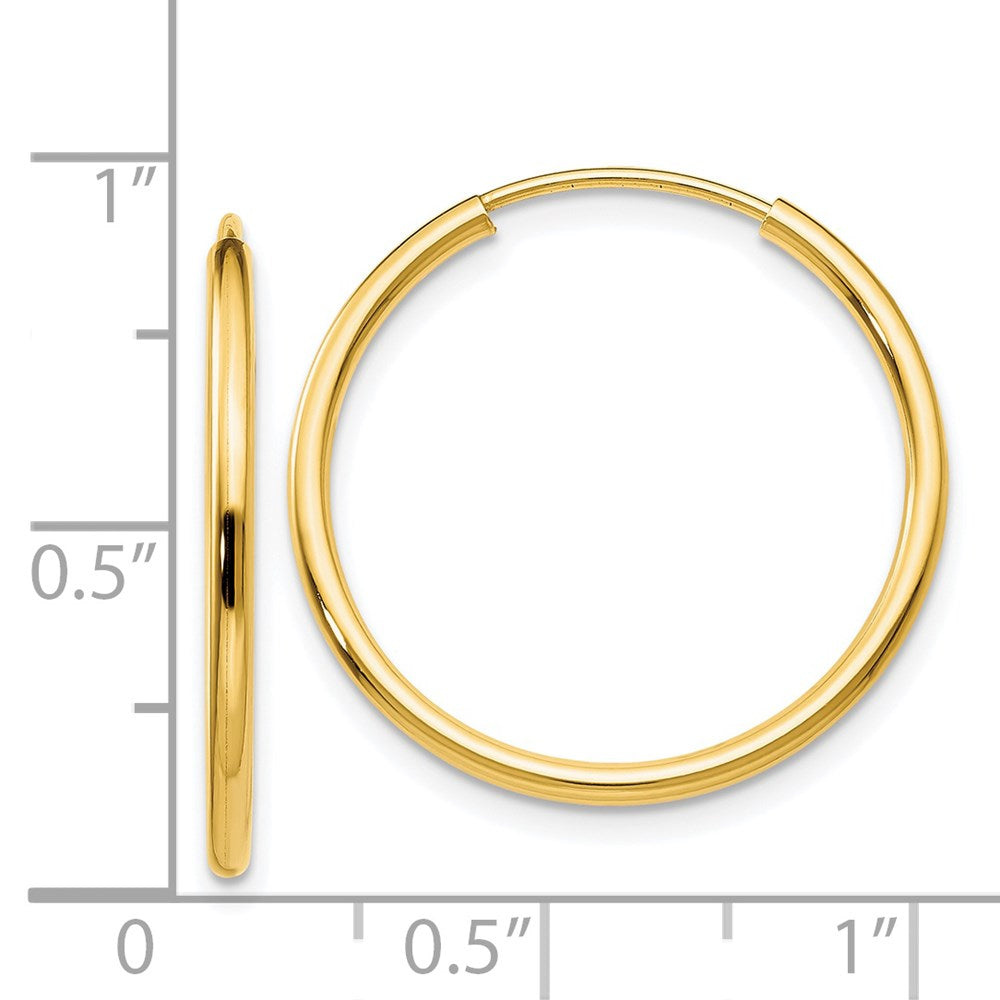 14k 1.5x23mm Polished Round Endless Tube Hoop Earrings