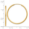 14k 1.5x30mm Polished Round Endless Tube Hoop Earrings