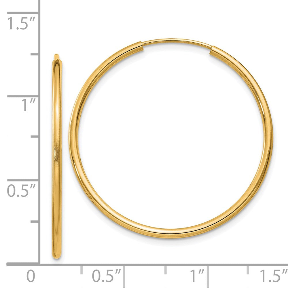 14k 1.5x30mm Polished Round Endless Tube Hoop Earrings
