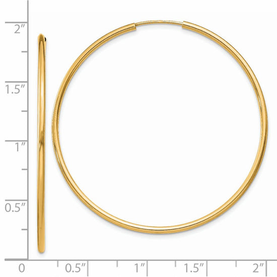 14k 1.5x45mm Polished Round Endless Tube Hoop Earrings