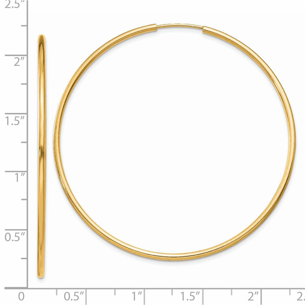 14k 1.5x51mm Polished Round Endless Tube Hoop Earrings