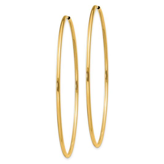 14k 1.5x55mm Polished Round Endless Tube Hoop Earrings