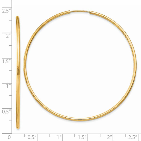 14k 1.5x55mm Polished Round Endless Tube Hoop Earrings