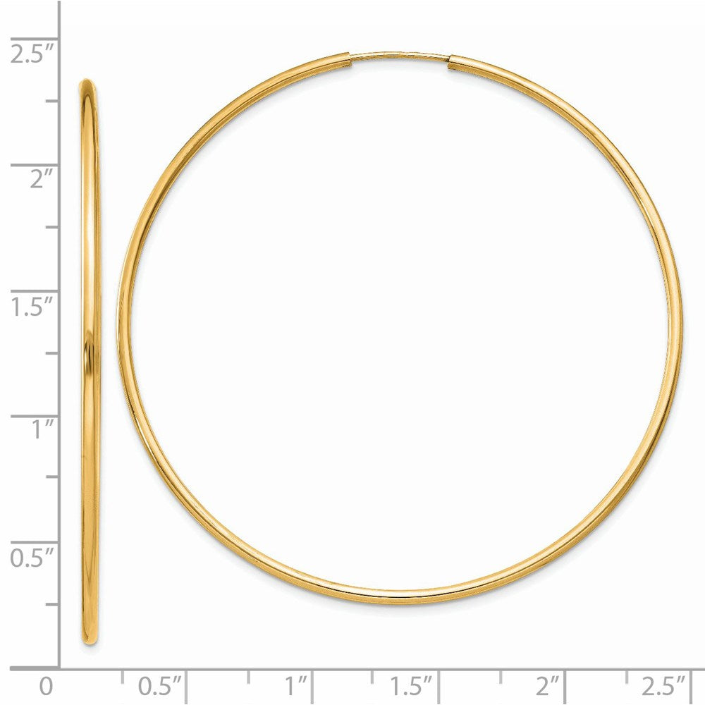 14k 1.5x55mm Polished Round Endless Tube Hoop Earrings