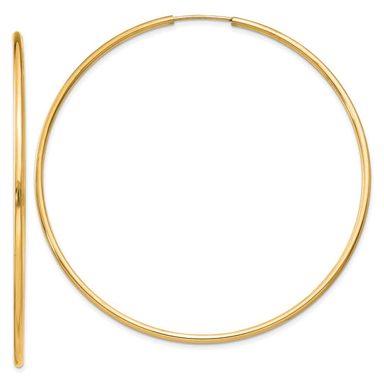 14k 1.5x55mm Polished Round Endless Tube Hoop Earrings