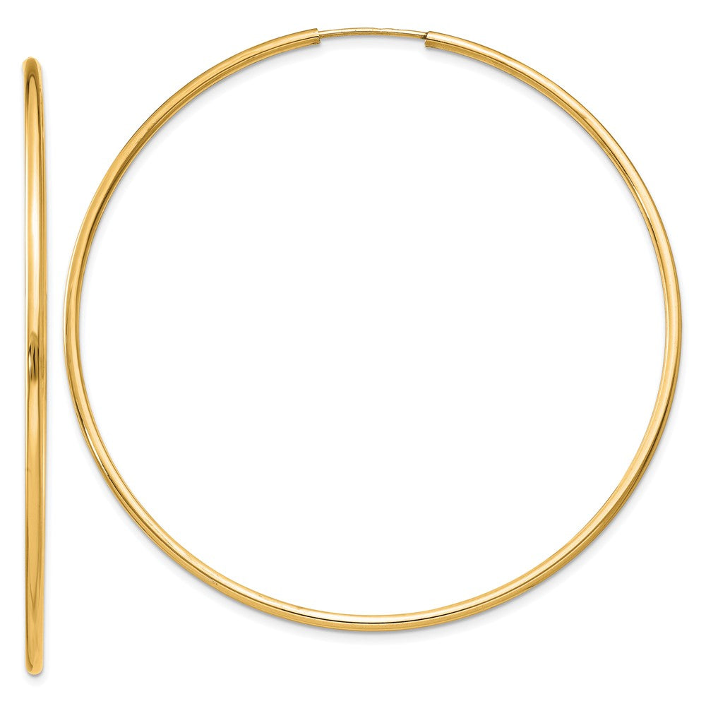 14k 1.5x55mm Polished Round Endless Tube Hoop Earrings