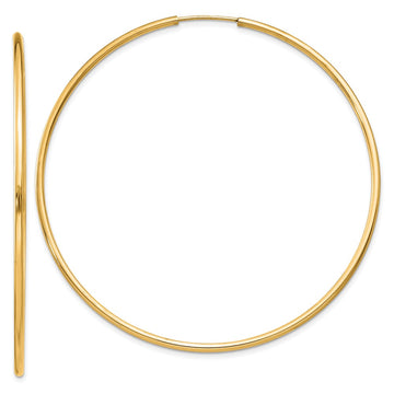 14k 1.5x55mm Polished Round Endless Tube Hoop Earrings