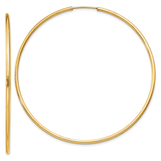 14k 1.5x55mm Polished Round Endless Tube Hoop Earrings