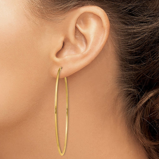 14k 1.5x64mm Polished Round Endless Tube Hoop Earrings
