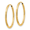 14k 1.5x20mm Satin Diamond-cut Endless Tube Hoop Earrings