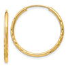 14k 1.5x20mm Satin Diamond-cut Endless Tube Hoop Earrings