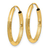14k 2x20mm Satin Diamond-cut Endless Tube Hoop Earrings