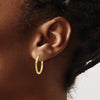 14k 2x20mm Satin Diamond-cut Endless Tube Hoop Earrings