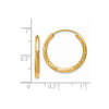 14k 2x20mm Satin Diamond-cut Endless Tube Hoop Earrings