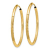 14k 2x30mm Satin Diamond-cut Endless Tube Hoop Earrings