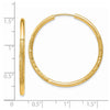 14k 2x30mm Satin Diamond-cut Endless Tube Hoop Earrings