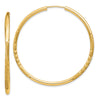 14k 2x40mm Satin Diamond-cut Endless Tube Hoop Earrings