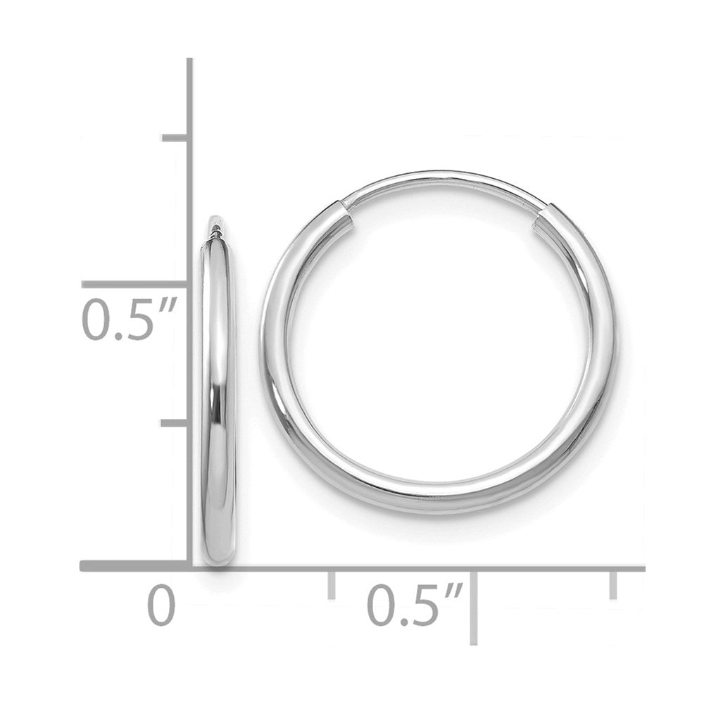 14k White Gold 1.5x16mm Polished Endless Tube Hoop Earrings