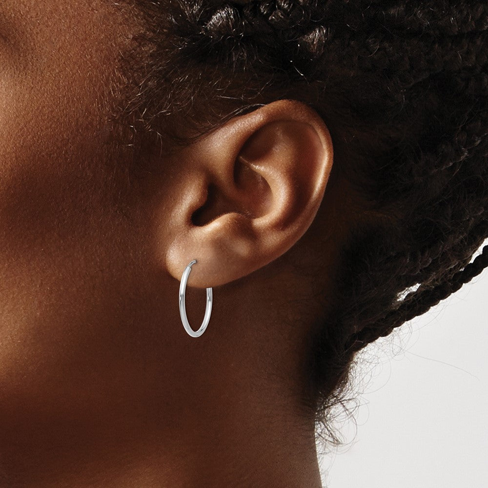 14k White Gold 1.5x17mm Polished Endless Tube Hoop Earrings