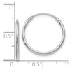 14k White Gold 1.5x17mm Polished Endless Tube Hoop Earrings
